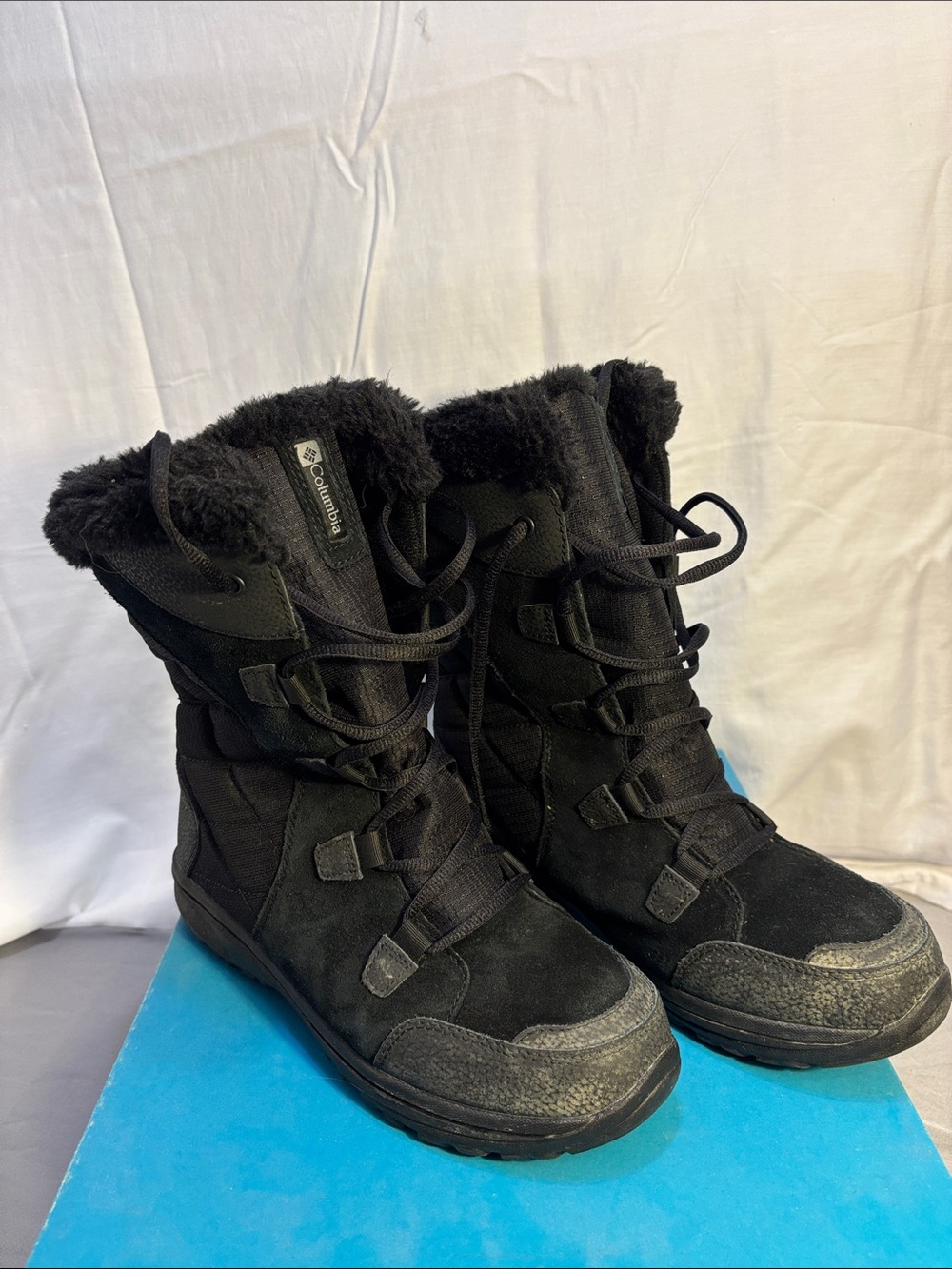 Columbia Black Women's Insulated Winter Boots with Faux Fur Trim